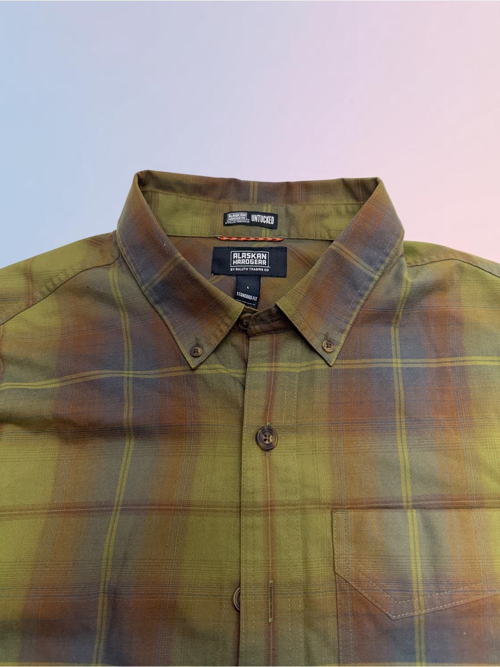 ALASKAN HARDGEAR Men’s Large Green Plaid UNTUCKED Shirt